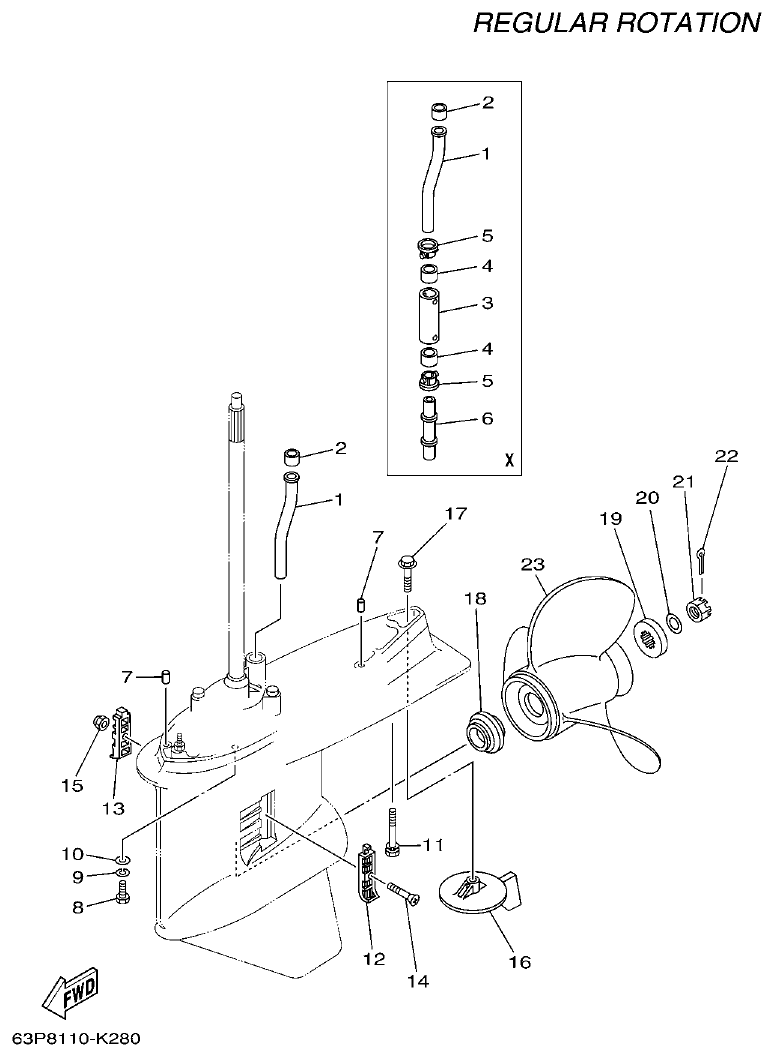 Yamaha F150DET, FL150DET LOWER CASING & DRIVE 2 parts diagram